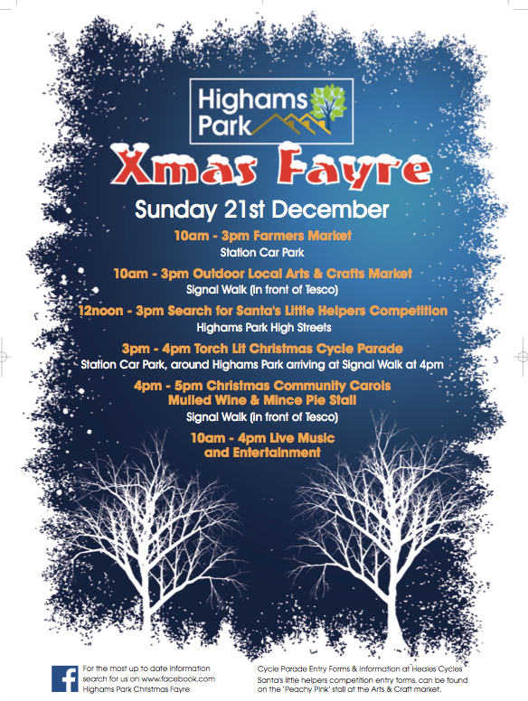 Coming Soon The Highams Park Xmas Fayre – Sunday 21st December