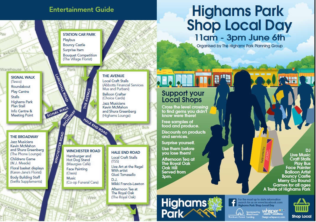 Update on Highams Park Shop Local Day –  Saturday 6th June 11:00 am until 3:00 pm